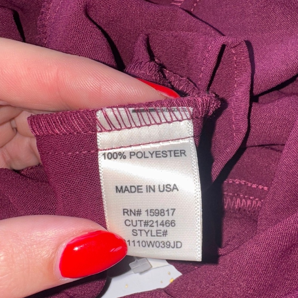NWT Altar'd State Plum Purple Tie Front Crop Top Long Balloon Sleeve Boho Size L - Picture 6 of 6